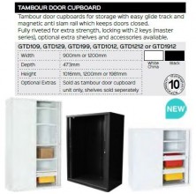 Tambour Door Cupboard Range And Specifications